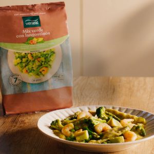 Receta de Mix verde con langostinos de Verleal