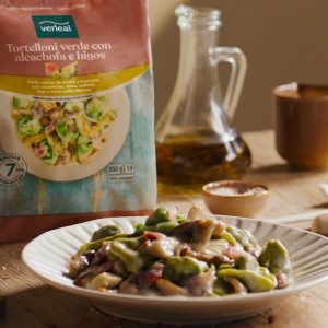 Receta de Tortelloni verde con alcachofa e higos de Verleal