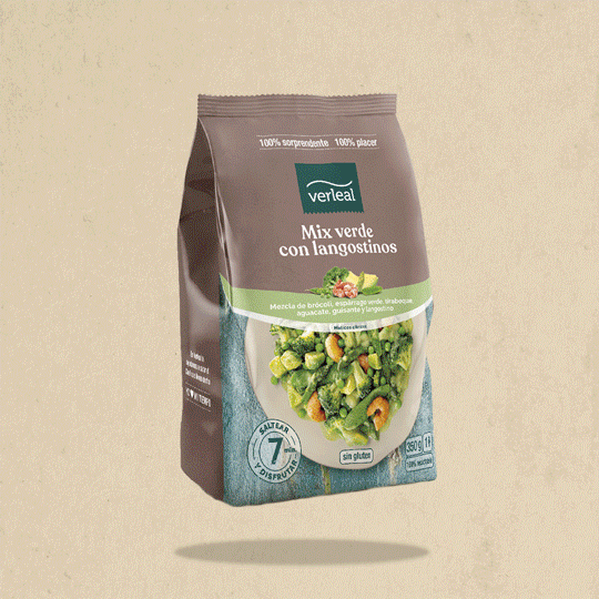 Mix verde con langostinos de Verleal