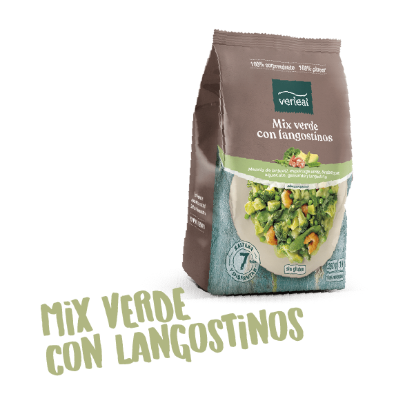 Pack de Mix verde con langostinos de Verleal