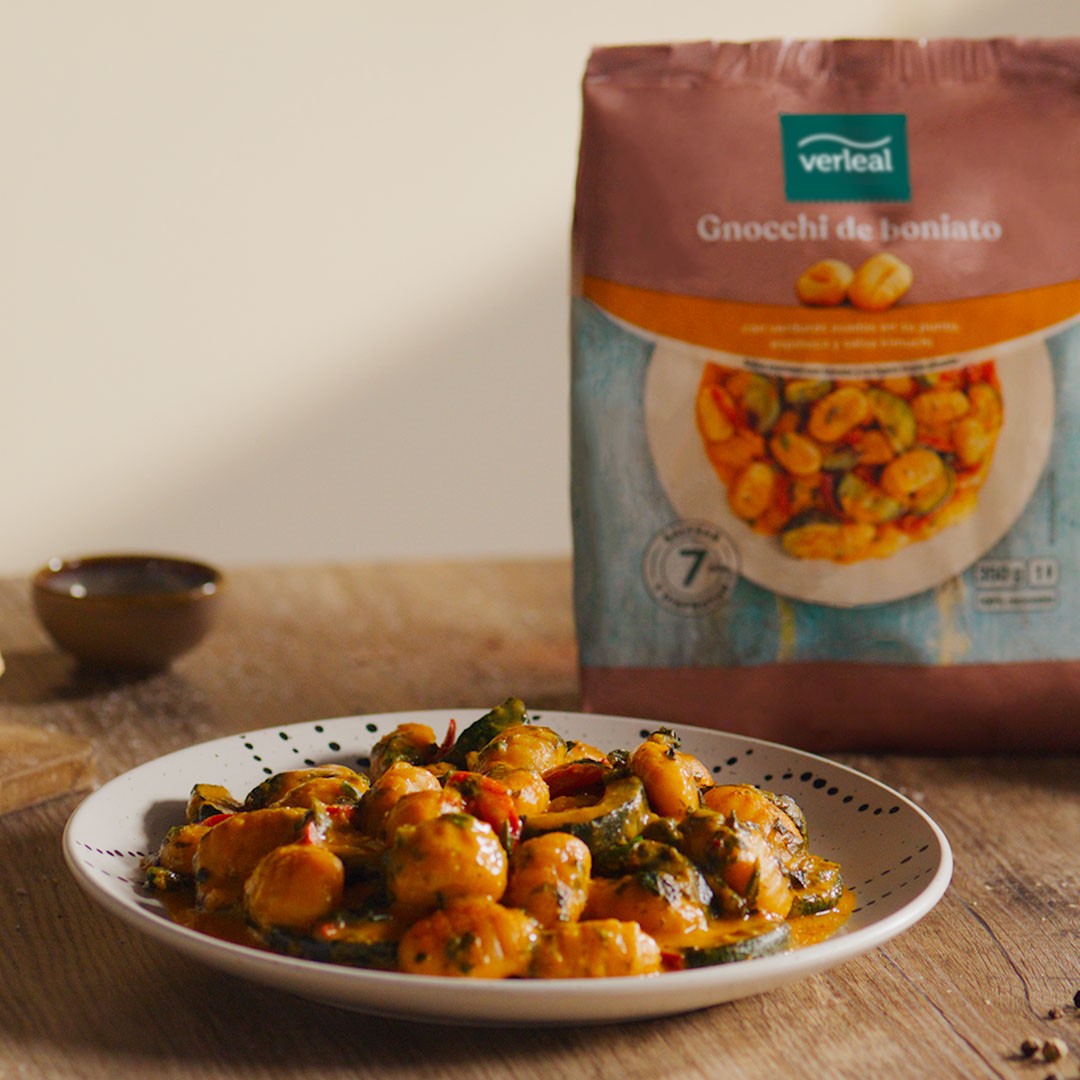Receta con gnocchis de boniato de Verleal