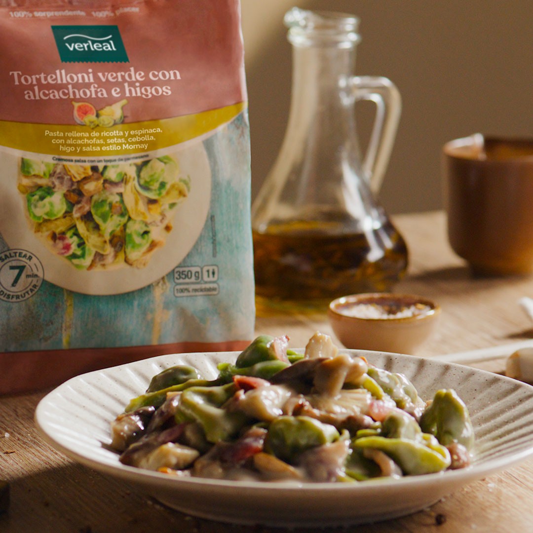 Receta de Tortelloni verde con alcachofa e higos de Verleal